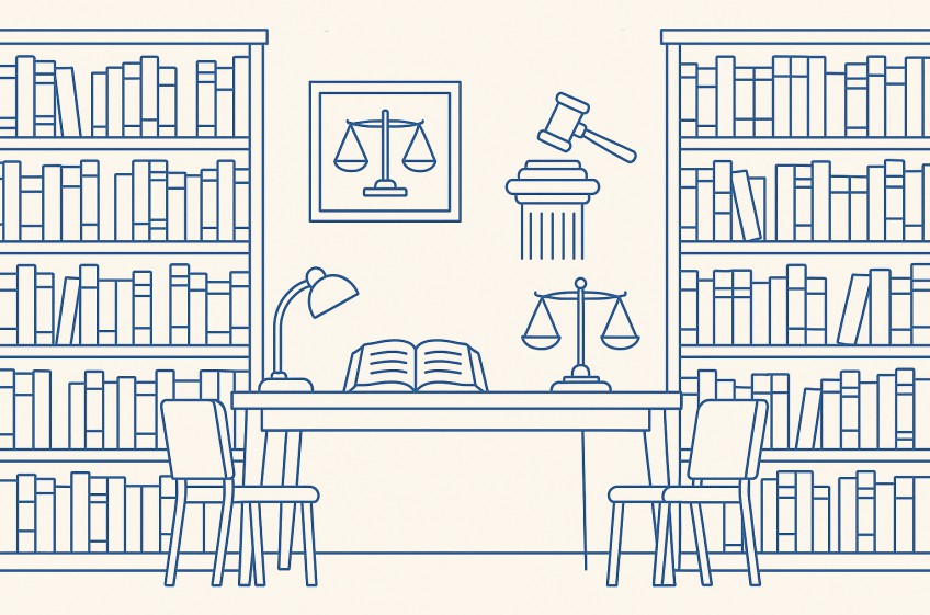 Modern legal library illustration